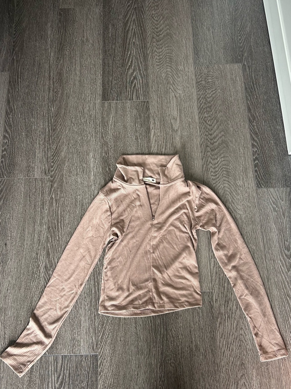 Marshalls Ribbed Quarter-Zip Turtleneck Sweater - Taupe
